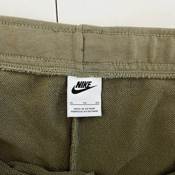 Nike Sweat Shorts Women's XL Olive‎ Green Embroidered Swoosh Logo Drawstring - Picture 8 of 10